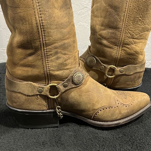 🔥🔥 Brown ABILENE SAGE Soft Leather Snip Toe Chain Western Boots - EXCELLENT - Picture 9 of 13